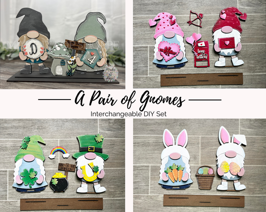 A Pair of Gnomes - Interchangeable Standing - DIY Kit