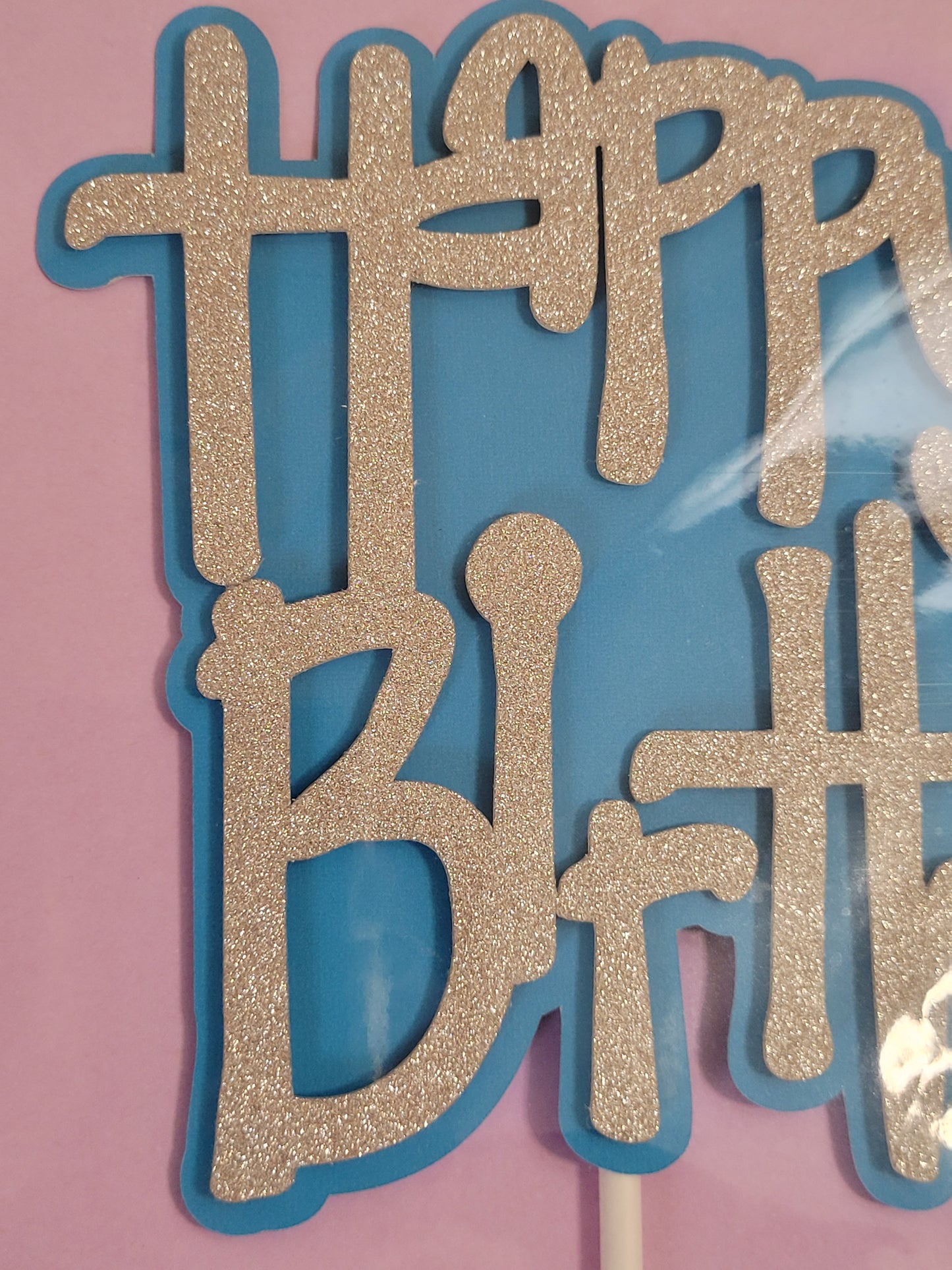 Happy Birthday- Glitter Pink Topper