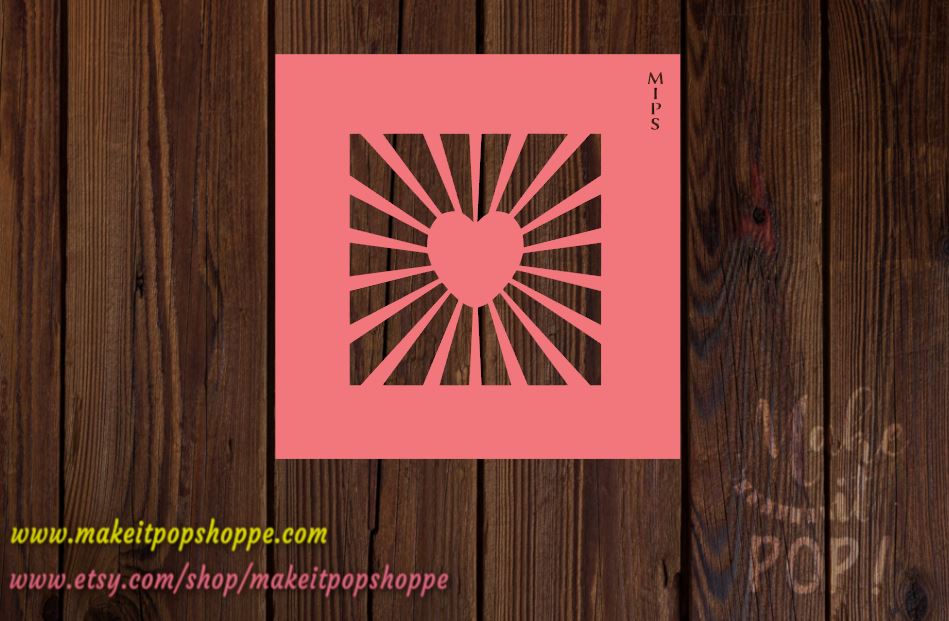 Heart Rays Stencil