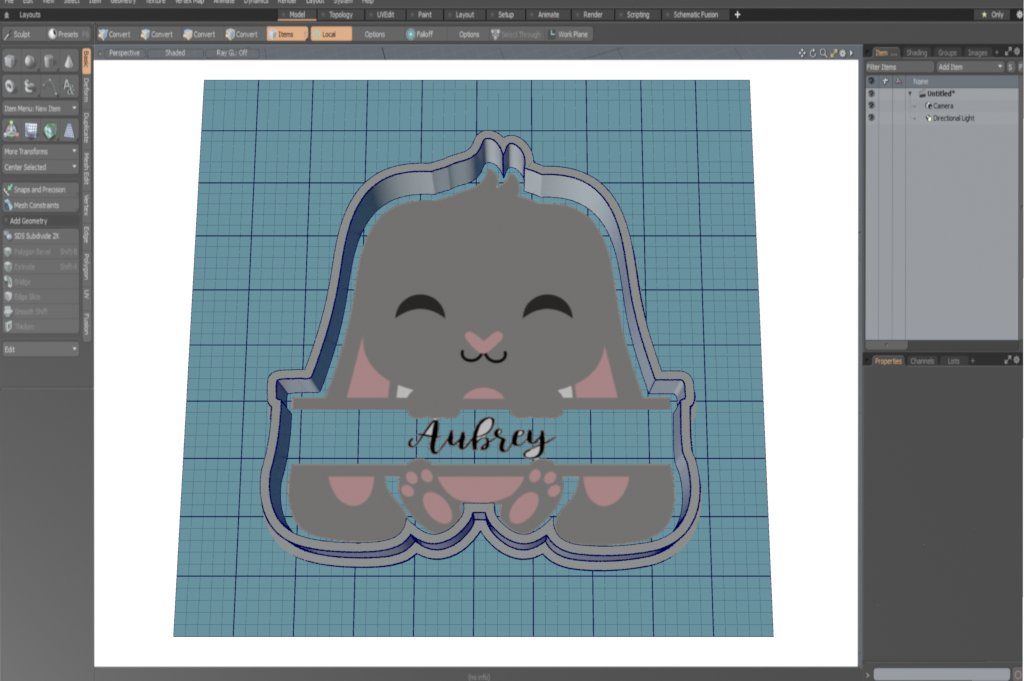 Gray Bunny Plaque Cutter STL File
