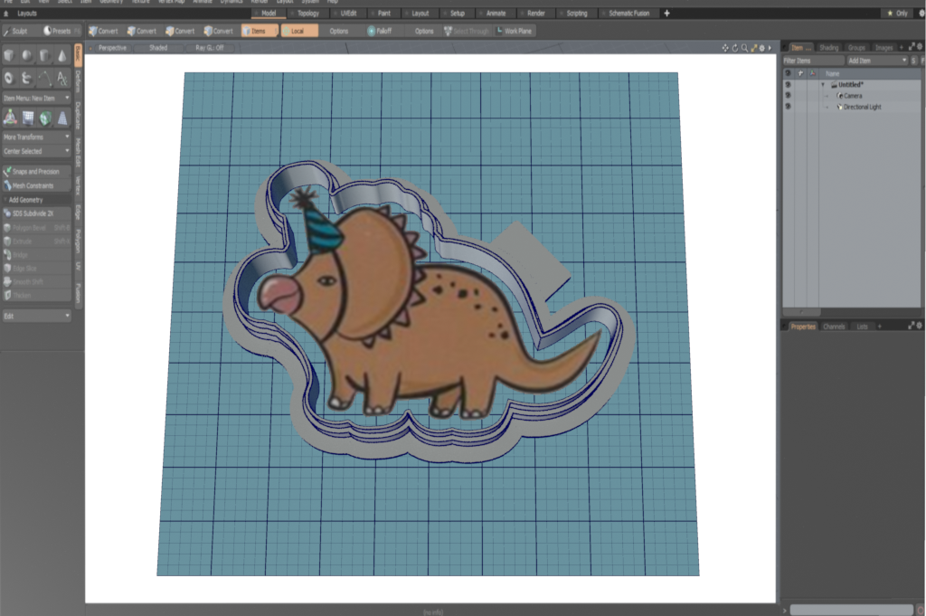 Triceratops Party Hat Cutter STL File