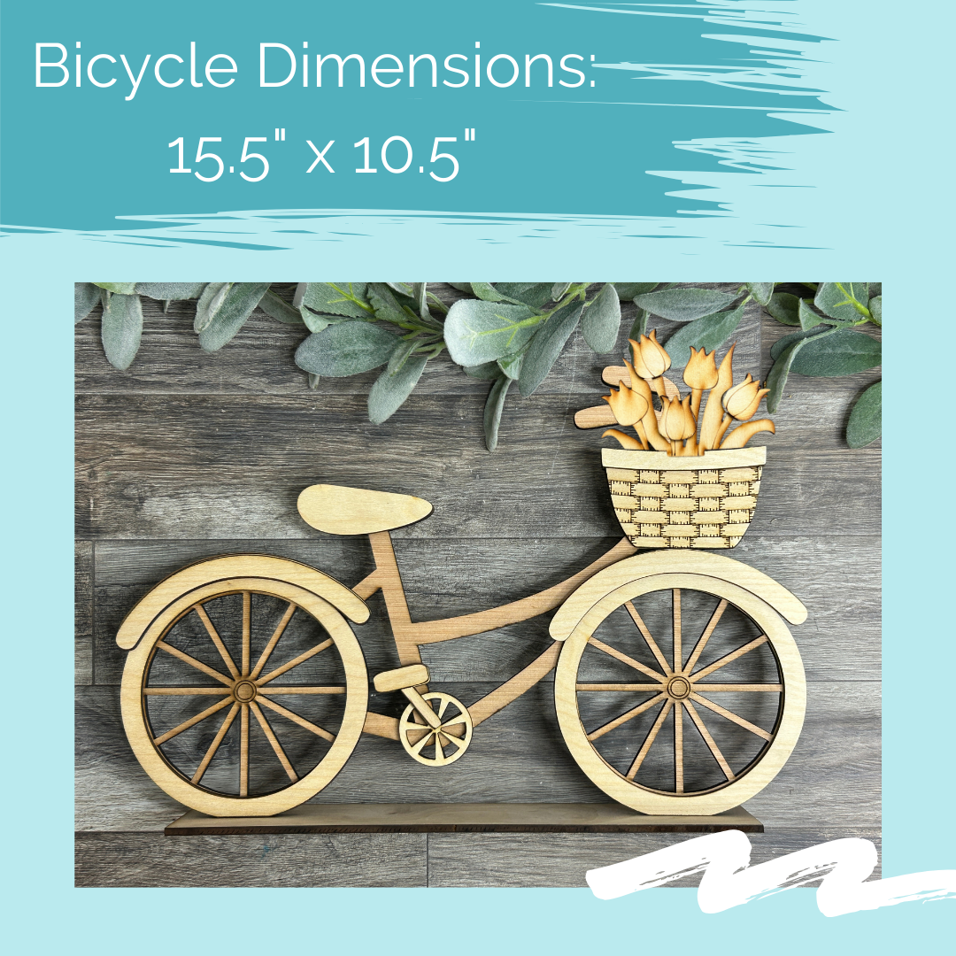 Bicycle with basket -  Interchangeable Standing Decor - DIY Kit