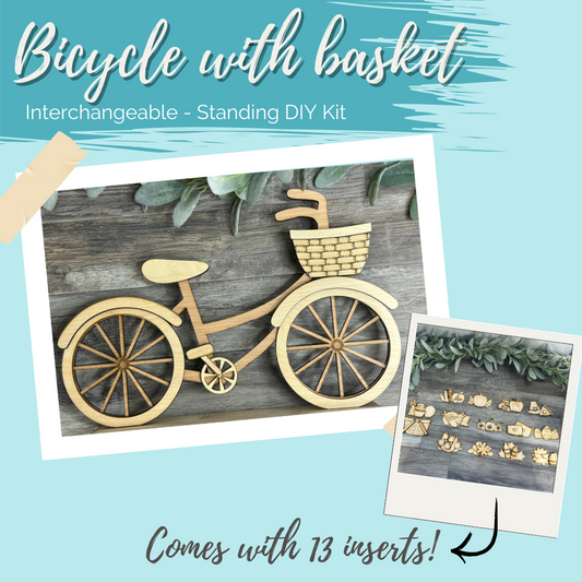 Bicycle with basket -  Interchangeable Standing Decor - DIY Kit