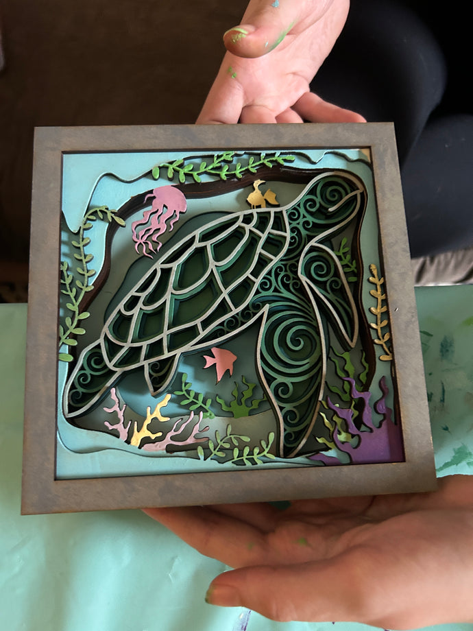 Turtles - Personalized 3D Art Shadow Box Insert