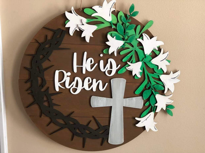 He is Risen - Door Hanger (round) - DIY Kit