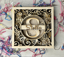 Load image into Gallery viewer, Monogram with Flowers - Personalized 3D Art Shadow Box Insert
