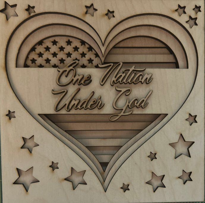 Heart Flag - 3D Art Shadow Box Insert