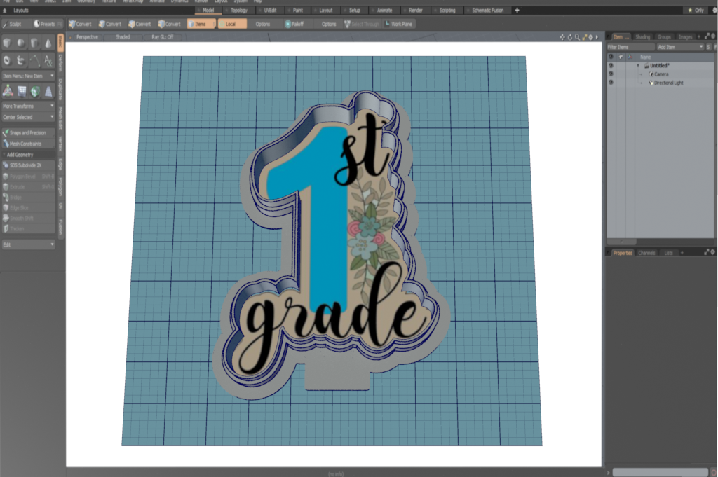 1st Grade with Floral Cutter STL File