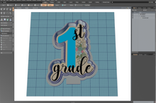 Load image into Gallery viewer, 1st Grade with Floral Cutter STL File
