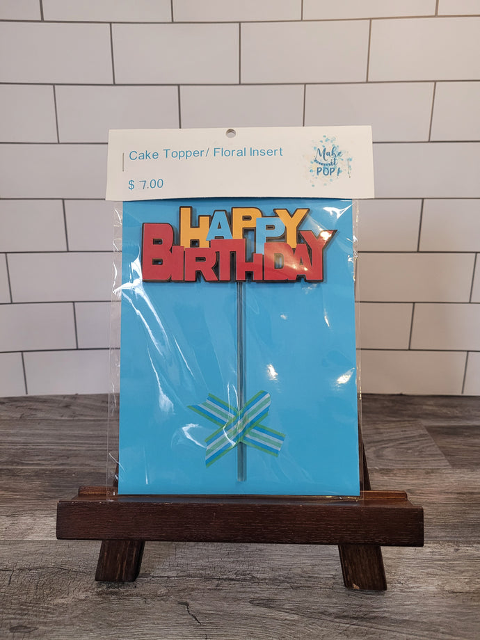 Tri-colored Happy Birthday  Topper