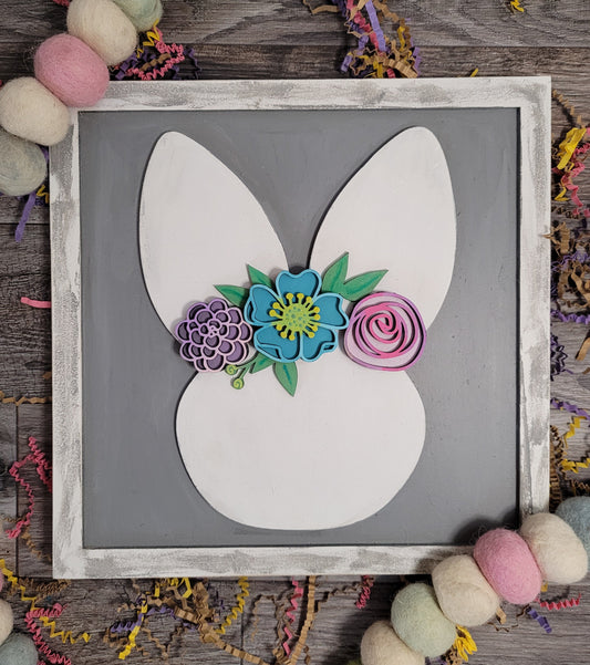 Bunny with Flowers Sign -DIY KIT