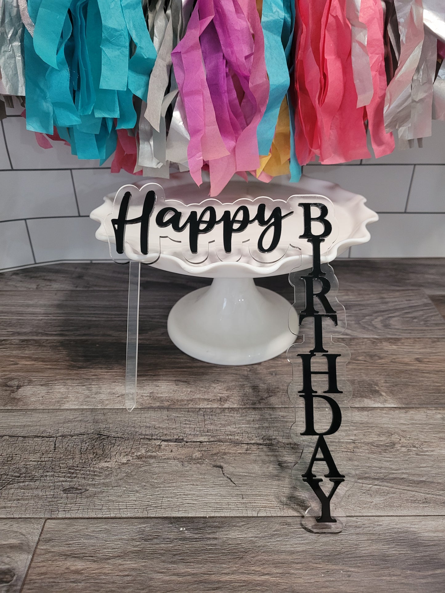 Happy Birthday - Acrylic Waterfall - Cake Topper
