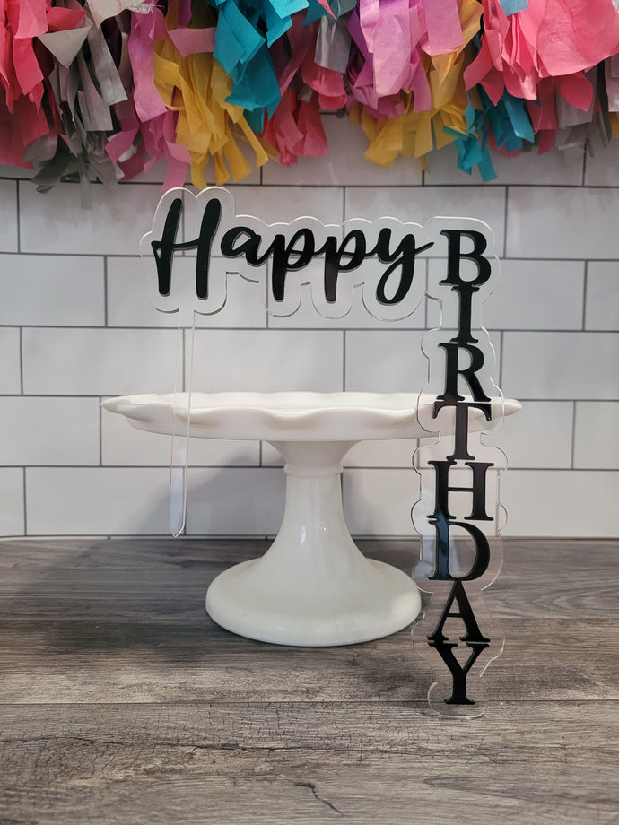 Happy Birthday - Acrylic Waterfall - Cake Topper