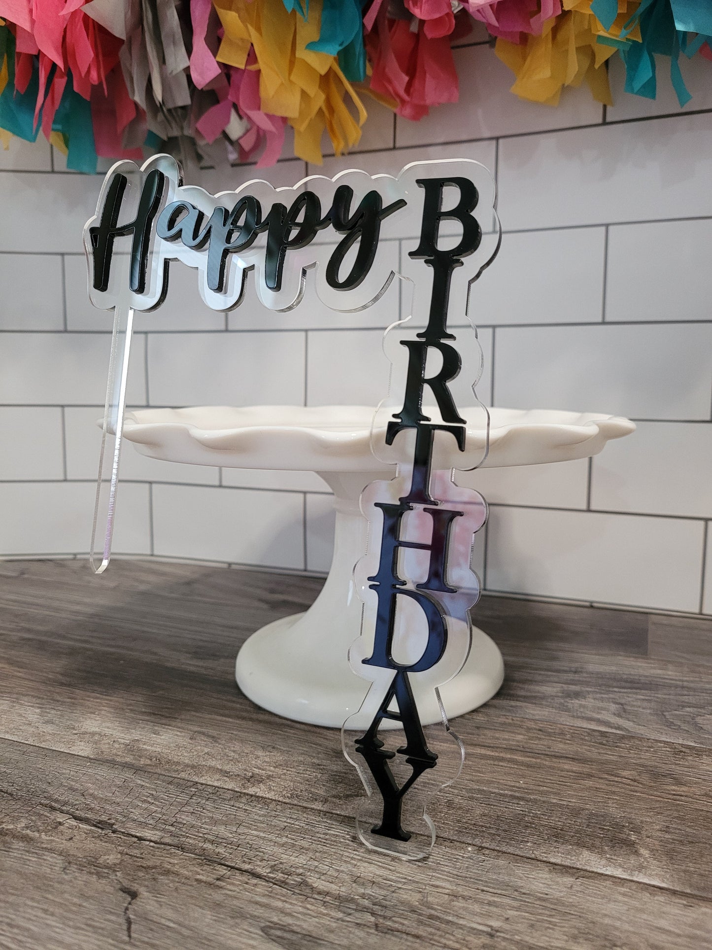 Happy Birthday - Acrylic Waterfall - Cake Topper