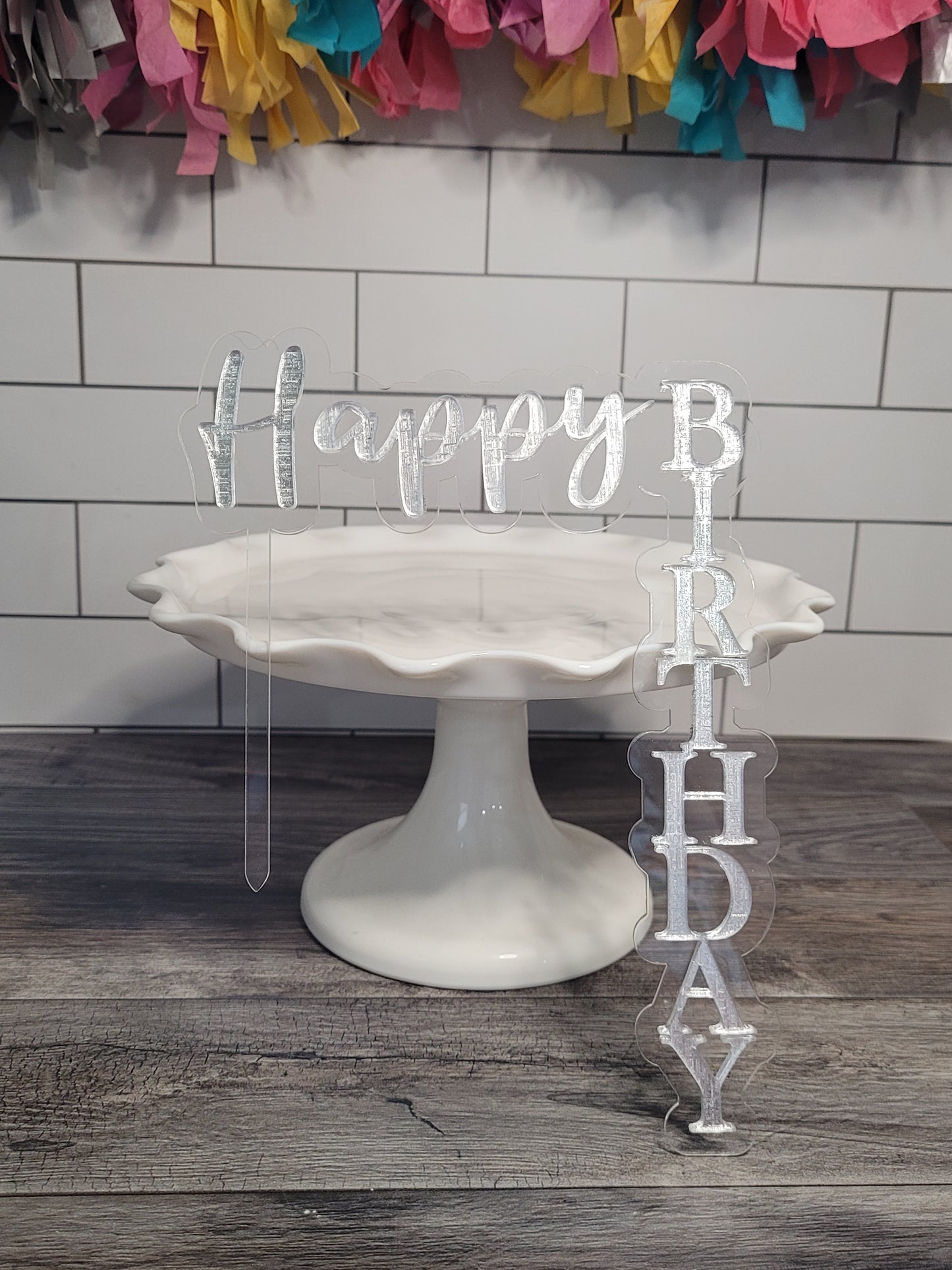 Happy Birthday - Acrylic Waterfall - Cake Topper