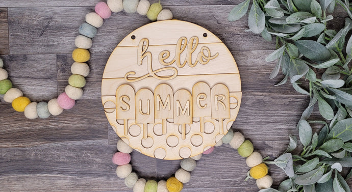 Hello Summer (popsicles) -  Door Hanger - DIY Kit