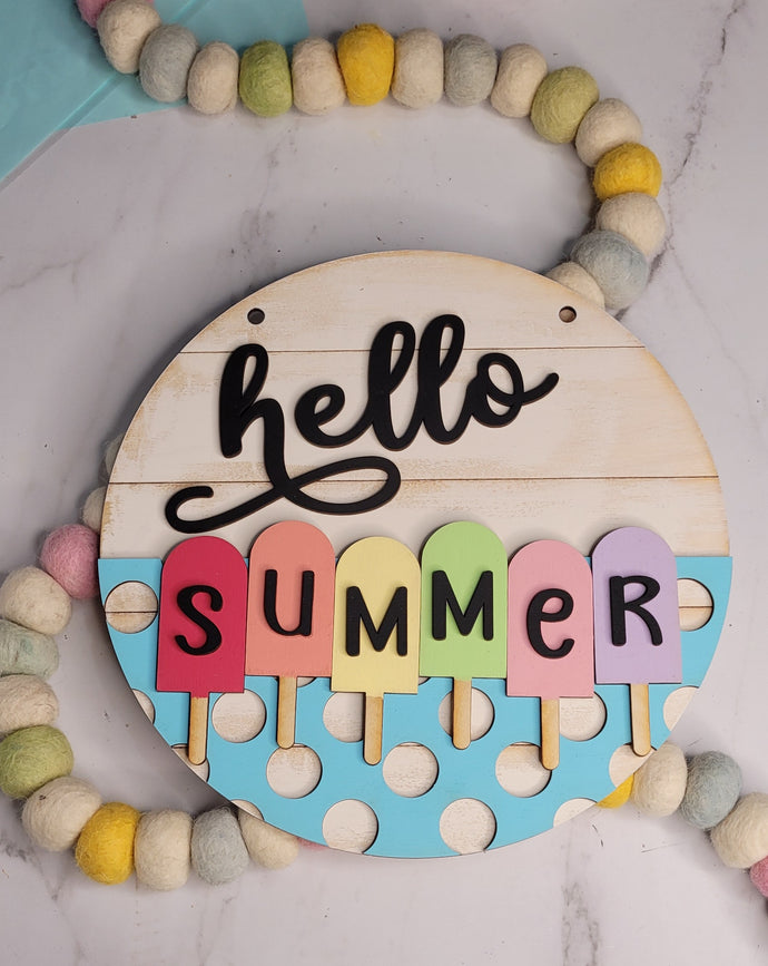 Hello Summer (popsicles) -  Door Hanger - DIY Kit