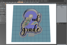 Load image into Gallery viewer, 2nd Grade with Floral Cutter STL File
