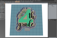 Load image into Gallery viewer, 4th Grade with Floral Cutter STL File
