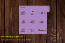 Load image into Gallery viewer, Anti-Valentine&#39;s Day Candy Heart Stencils - Mini (2&quot;)
