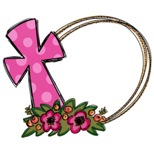 Load image into Gallery viewer, Cross oval with flowers Cutter STL File
