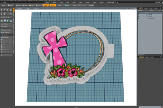 Cross oval with flowers Cutter STL File