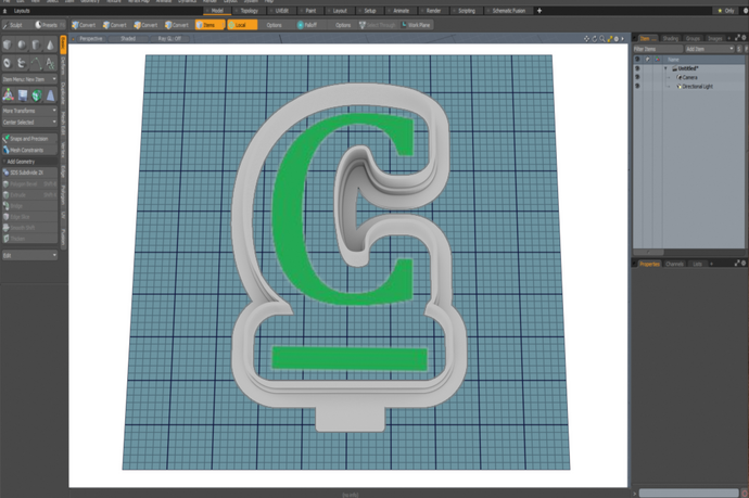 C Letter with Underline Cutter STL File