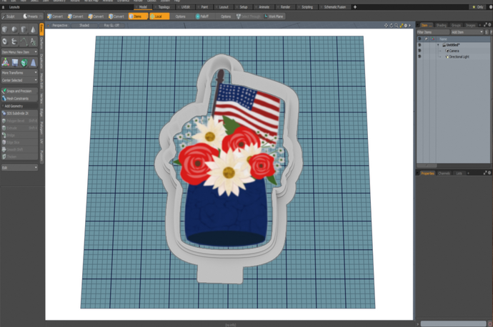 Freedom Flower Jar Cutter STL File