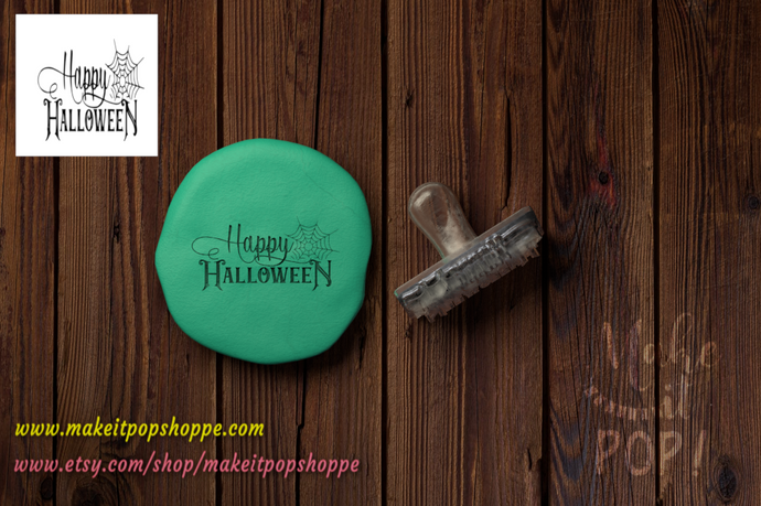 Happy Halloween with Web - Acrylic Stamp