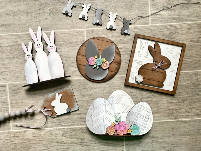 Farmhouse Bunny - Easter Tiered Tray - DIY Kit