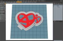 Load image into Gallery viewer, 2 Little Hearts Cutter STL File
