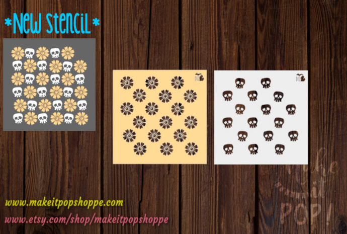 Skulls and Daisies LAYERED stencil