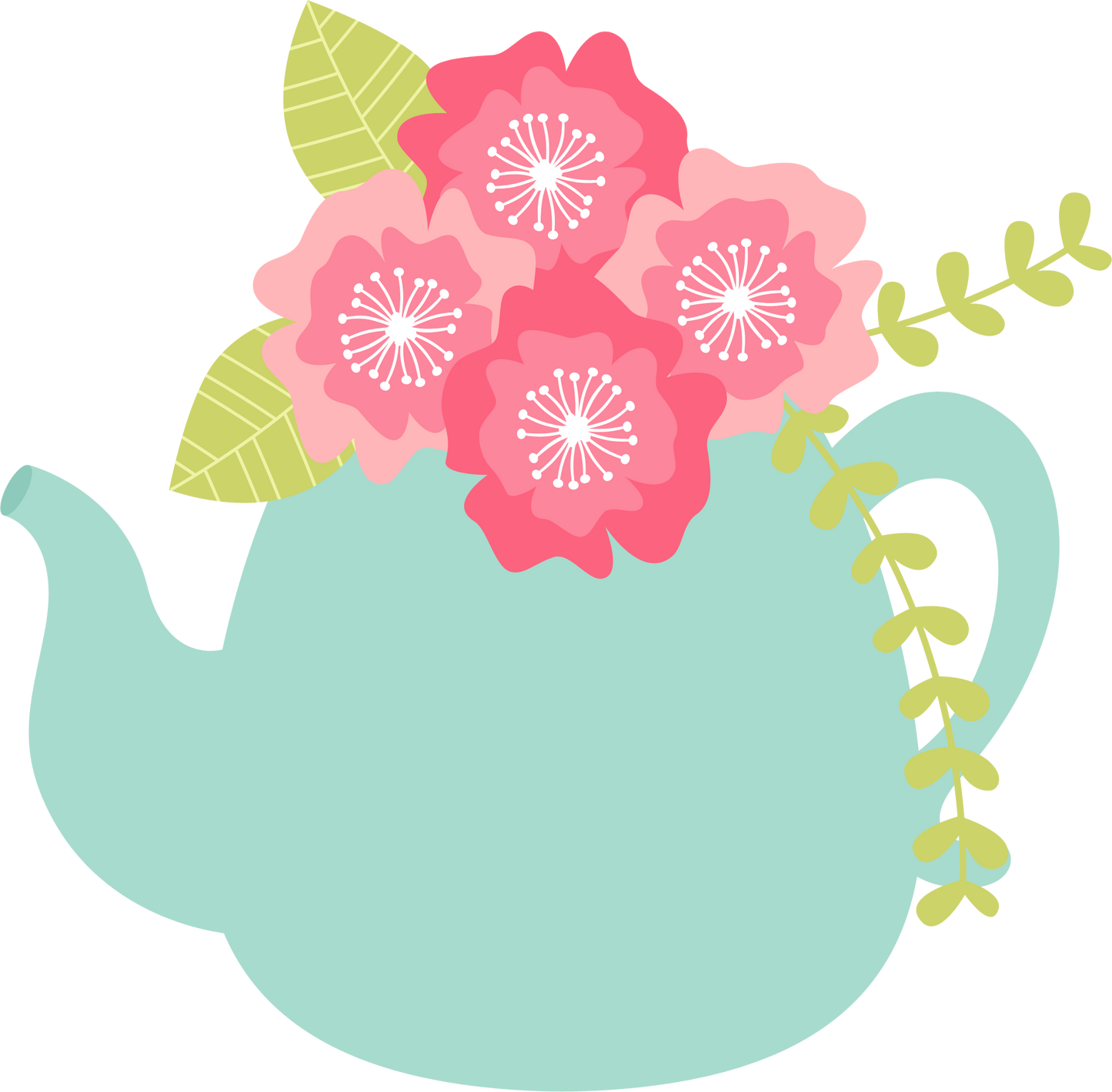 Teapot and Flowers STL Platter