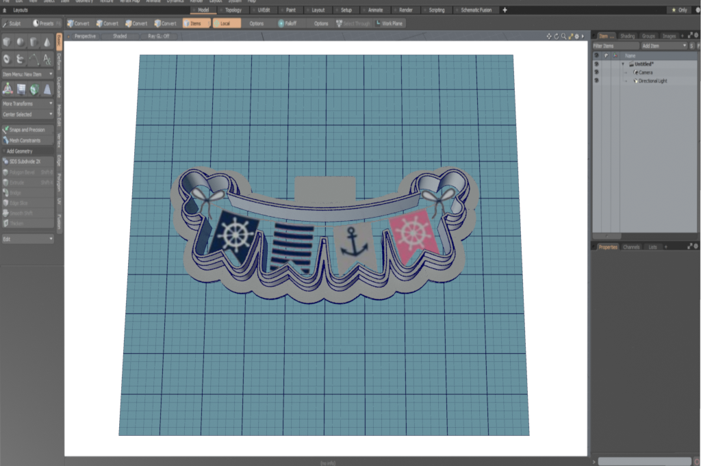 Banner with Bows (4 Flags) Cutter STL File