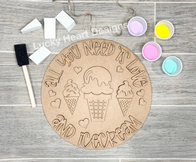 Love & Ice Cream - Door Hanger - DIY Kit