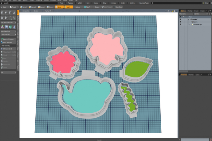 Teapot and Flowers STL Platter